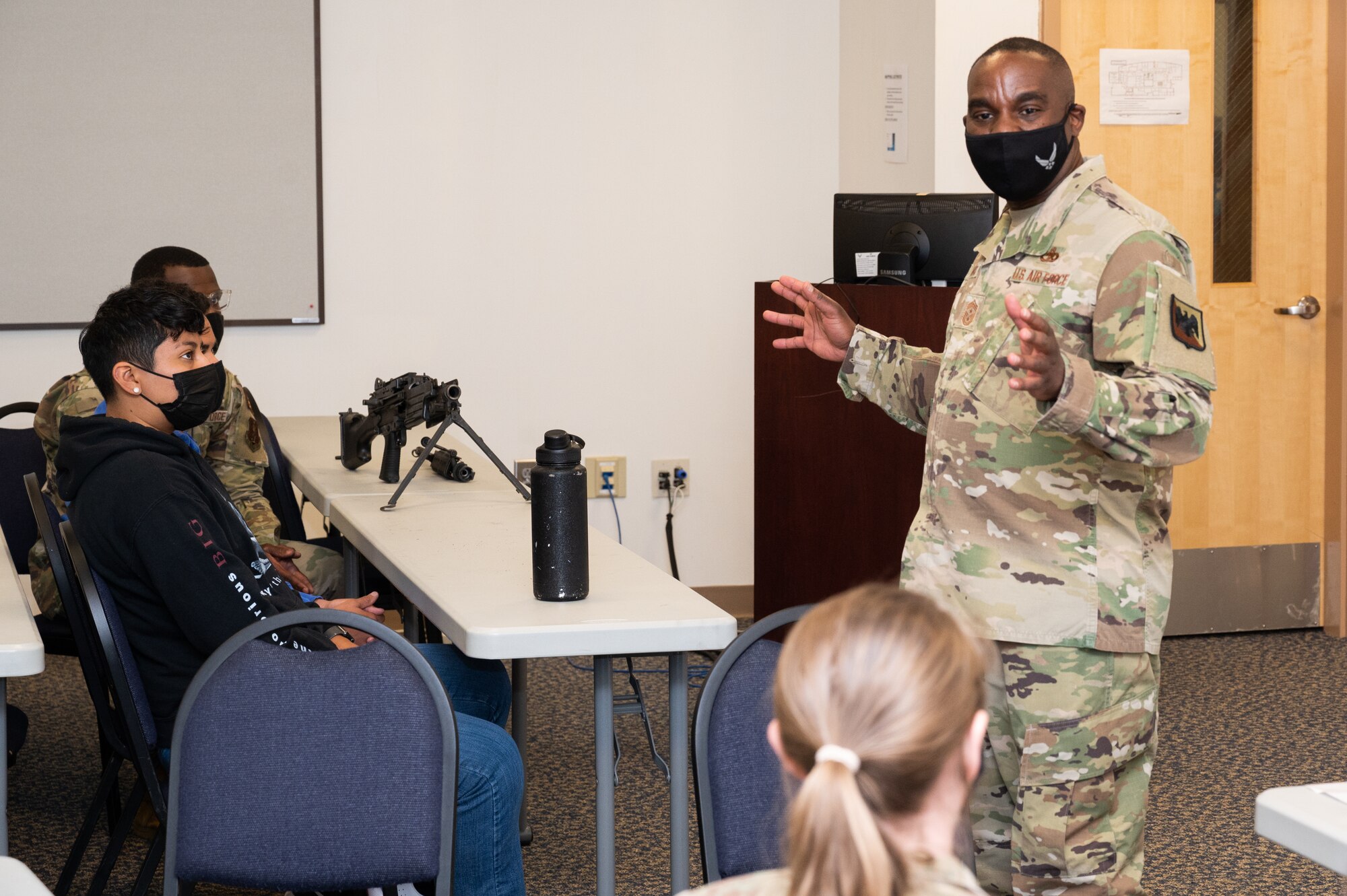 Photo of Chief Master Sgt. Maurice L. Williams, Air National Guard command chief, visiting the 116th Air Control Wing