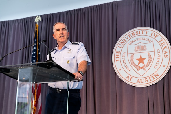 Vice Chairman of the Joint Chiefs of Staff, Gen. John E. Hyten speaks during the Joint Requirements Oversight Council’s visit to Austin, Texas April 9 for an event showcasing commercial and military collaboration, including the Air Force Research Laboratory’s AFWERX program. (Photo courtesy of Joint Requirements Oversight Council)