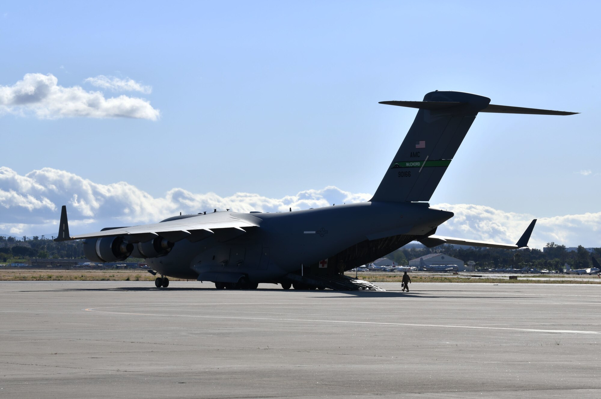 Image of a plane on the runway.