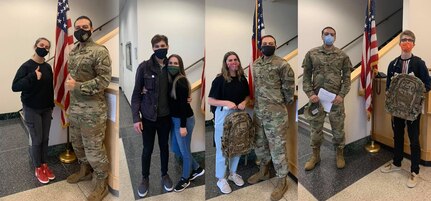 From left to right with Staff Sgt. Tramal Williams: Kelsey James, Balint Moreland, Courtney James, Caitlin James join brother Mark James as a member of the Washington Army National Guard.