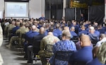 U.S. Coast Guard Vice Commandant, Adm. Charles Ray, speaks to Coast Guardsmen and women at Base LA/LB about the value of it service members and the Coast Guard leadership's commitment to the Sexual Assault Prevention, Response and Recovery program in San Pedro, California, May 2, 2019. April is designated Sexual Assault Awareness and Prevention Month. (U.S. Coast Guard photo by Seaman Ian Gray)