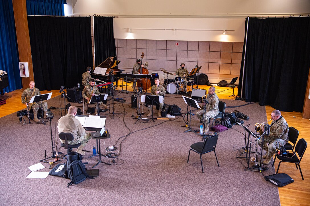 Members of the Airmen of Note diligently rehearse for the upcoming and innovative Jazz Heritage Series video recording. (U.S. Air Force photo by Chief Master Sgt. Kevin Burns)