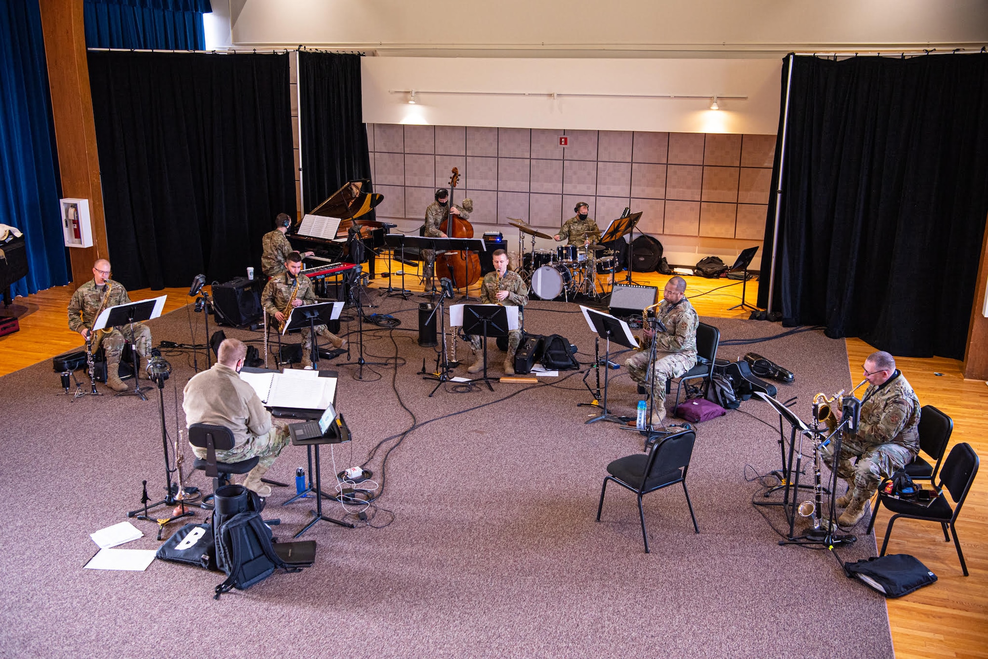 Members of the Airmen of Note diligently rehearse for the upcoming and innovative Jazz Heritage Series video recording. (U.S. Air Force photo by Chief Master Sgt. Kevin Burns)