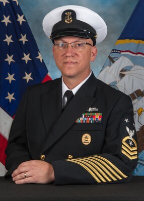210503-N-40752-002 SAN DIEGO (May 03, 2021) Official portrait of Command Master Chief Michael Noullet. (U.S. Navy photo by Lt. Samantha Drumb)