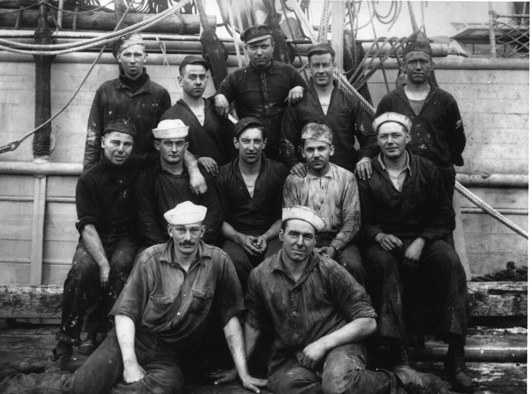 The coaling crew from USCGC BEAR in Unalaska, July, 1918
