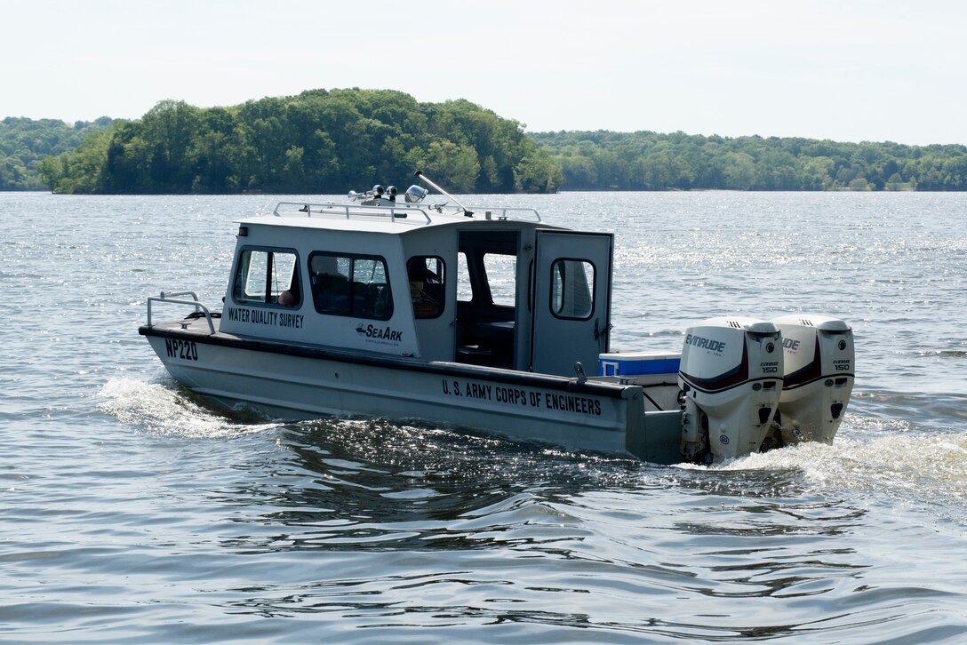 The U.S. Army Corps of Engineers Nashville District’s Water Quality Survey vessel and team is on J. Percy Priest Lake in Nashville, Tennessee, April 27, 2021, to collect water samples. (USACE Photo by Lee Roberts)
