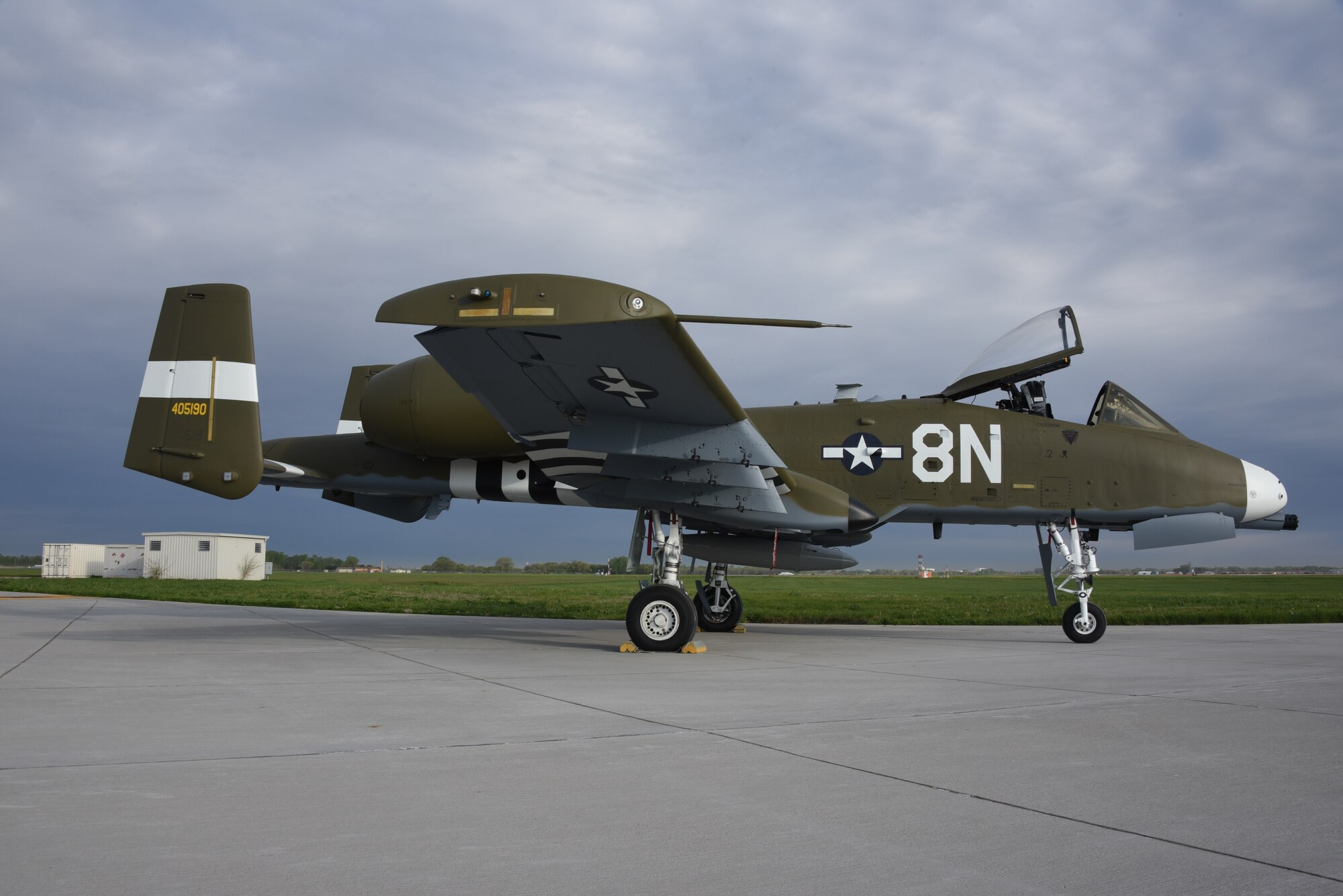 A U.S. Air Force A-10 Thunderbolt painted with a world war two heritage paint scheme