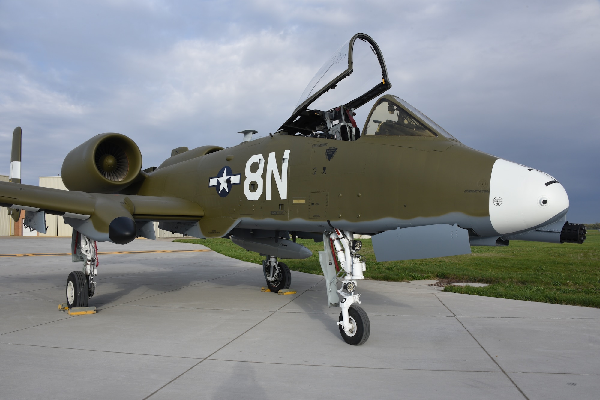 A U.S. Air Force A-10 Thunderbolt painted with a world war two heritage paint scheme