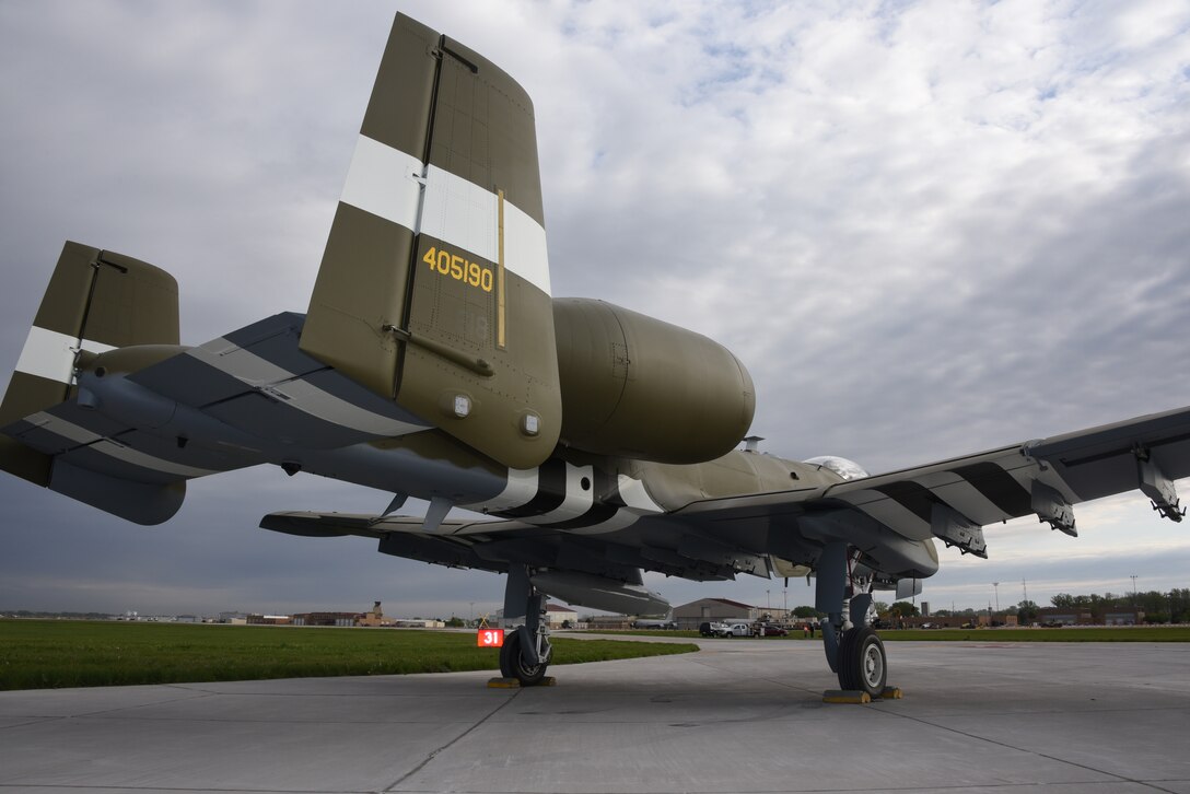 A U.S. Air Force A-10 Thunderbolt painted with a world war two heritage paint scheme