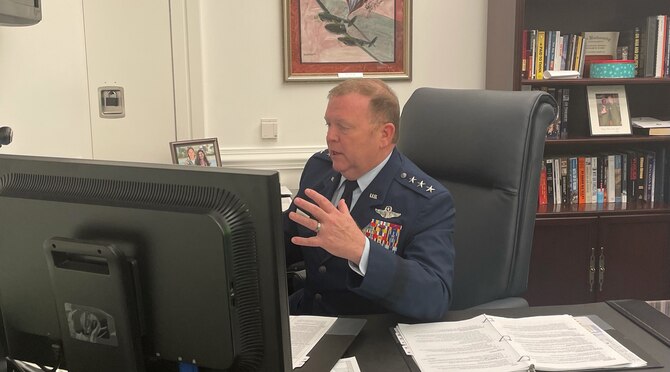 Image of Lt. Gen. Richard Scobee, chief of the Air Force Reserve and commander of Air Force Reserve Command, with his counterparts from the Army, Navy, Marine Corps and National Guard May 4 to virtually testify before the House Appropriations Subcommittee on Defense.