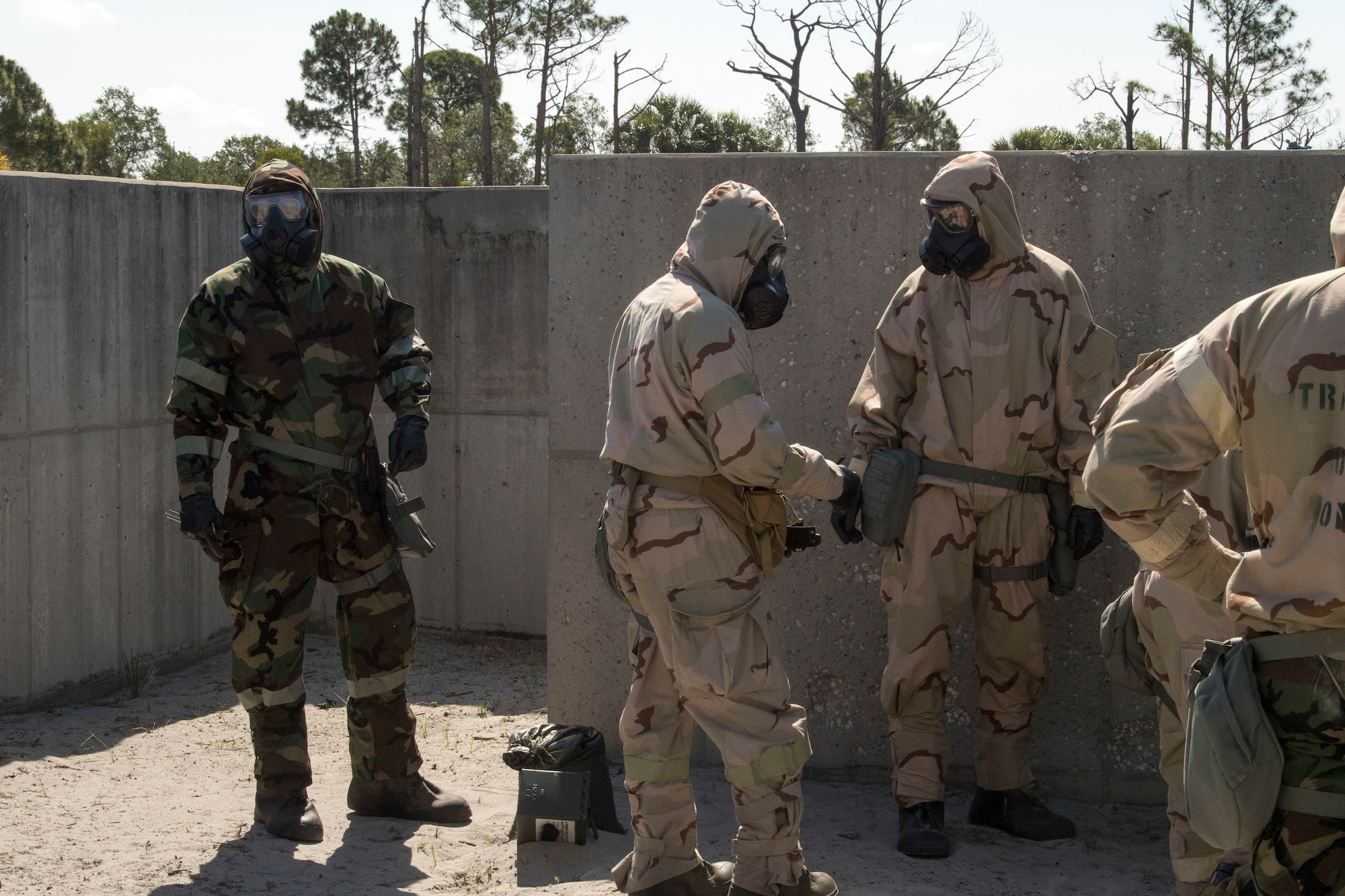 Airmen from the 6th Civil Engineer Squadron Explosive Ordnance Disposal (EOD) conduct demolition disposal training at MacDill Air Force Base, Fla., April 29, 2021.