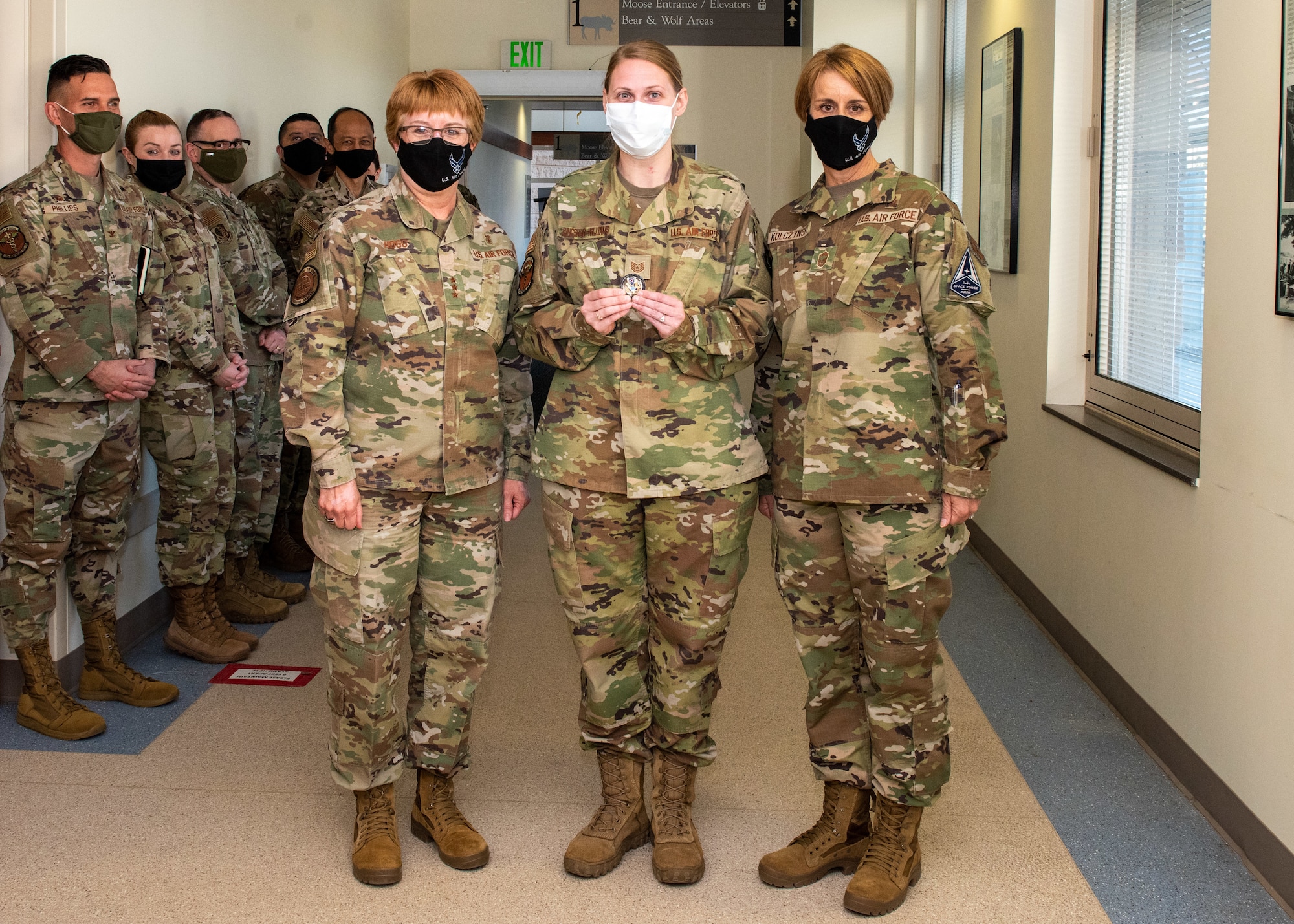 U.S. Air and Space Force Lt. Gen. Dorothy Hogg, surgeon general, and Chief Master Sgt. Dawn Kolczynski, Office of the Surgeon General medical enlisted force and enlisted corps chief, visit the 673d Medical Group at Joint Base Elmendorf-Richardson, Alaska, April 26, 2021. Hogg and Kolczynski focused on readiness and innovation as they toured the hospital, recognized and connected with medics, and discussed the 673d MDG’s capabilities, operations, innovations, COVID-19 management and vaccine rollout, and plans for improvement.