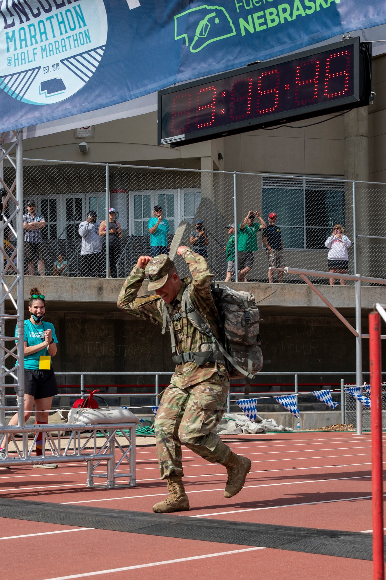 National Guard runners participate in the annual Lincoln Marathon time trials on Sunday, May 2, 2021.