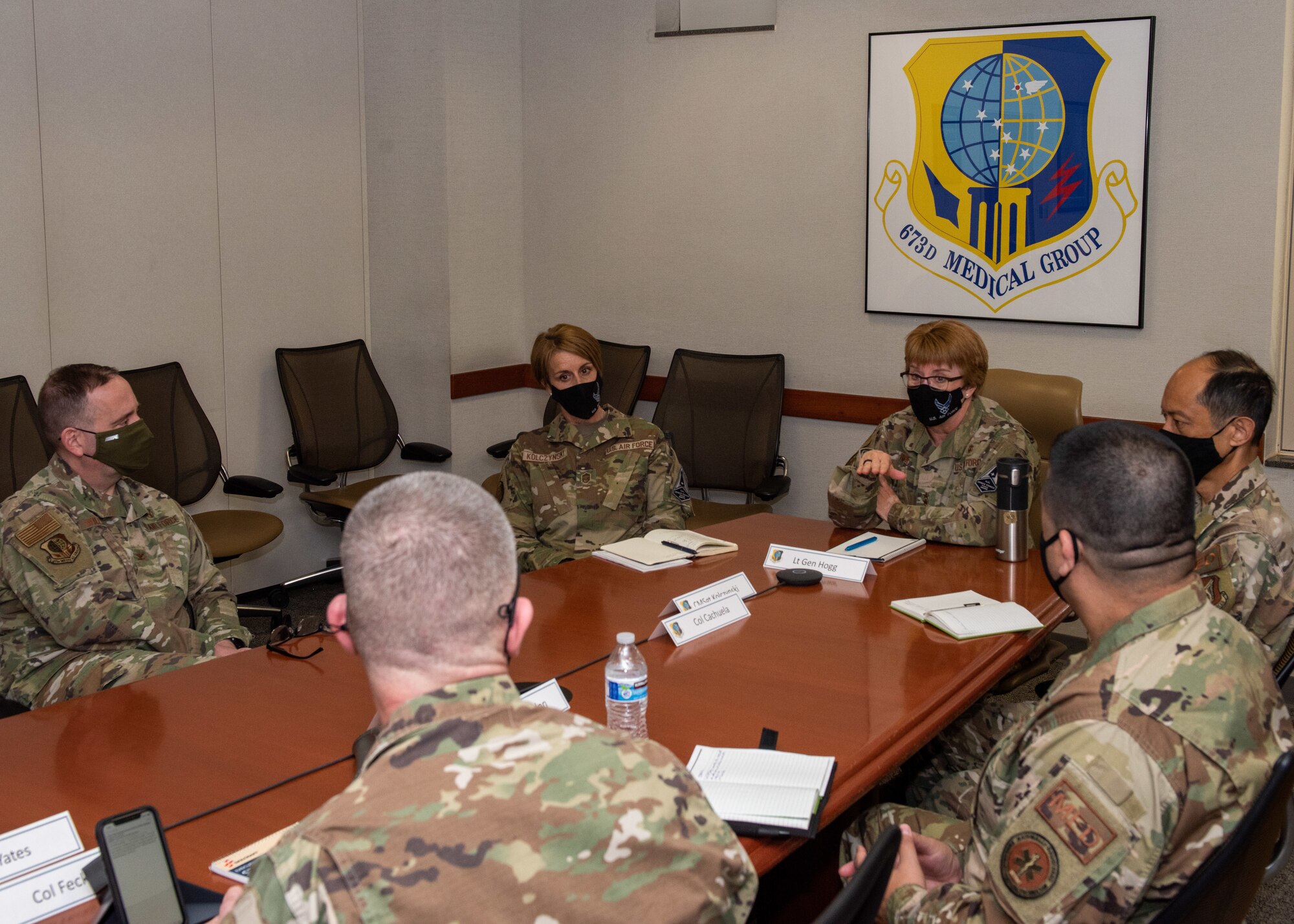 U.S. Air and Space Force Lt. Gen. Dorothy Hogg, surgeon general, and Chief Master Sgt. Dawn Kolczynski, Office of the Surgeon General medical enlisted force and enlisted corps chief, visit the 673d Medical Group at Joint Base Elmendorf-Richardson, Alaska, April 26, 2021. Hogg and Kolczynski focused on readiness and innovation as they toured the hospital, recognized and connected with medics, and discussed the 673d MDG’s capabilities, operations, innovations, COVID-19 management and vaccine rollout, and plans for improvement.