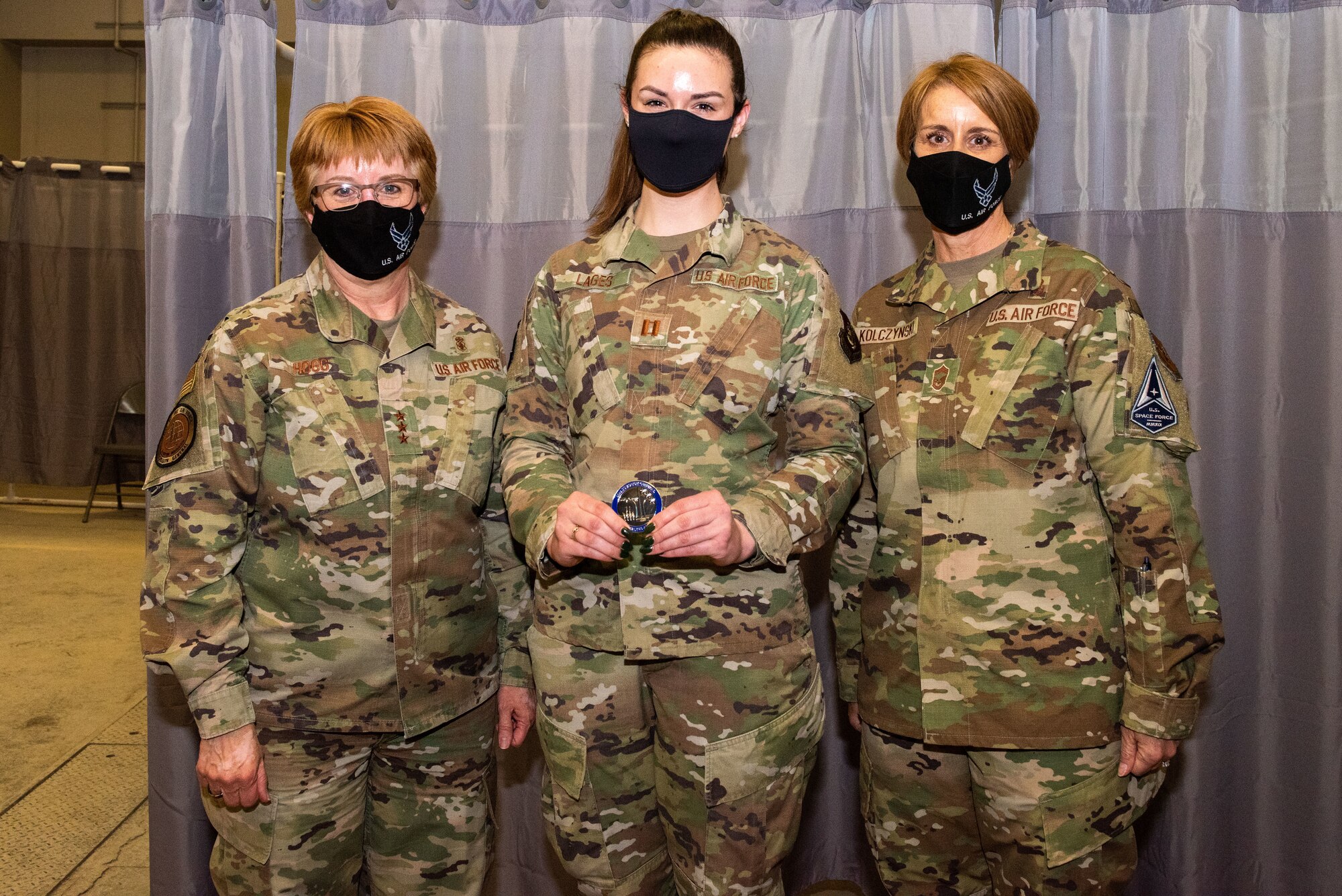 U.S. Air and Space Force Lt. Gen. Dorothy Hogg, surgeon general, and Chief Master Sgt. Dawn Kolczynski, Office of the Surgeon General medical enlisted force and enlisted corps chief, visit the 673d Medical Group at Joint Base Elmendorf-Richardson, Alaska, April 26, 2021. Hogg and Kolczynski focused on readiness and innovation as they toured the hospital, recognized and connected with medics, and discussed the 673d MDG’s capabilities, operations, innovations, COVID-19 management and vaccine rollout, and plans for improvement.
