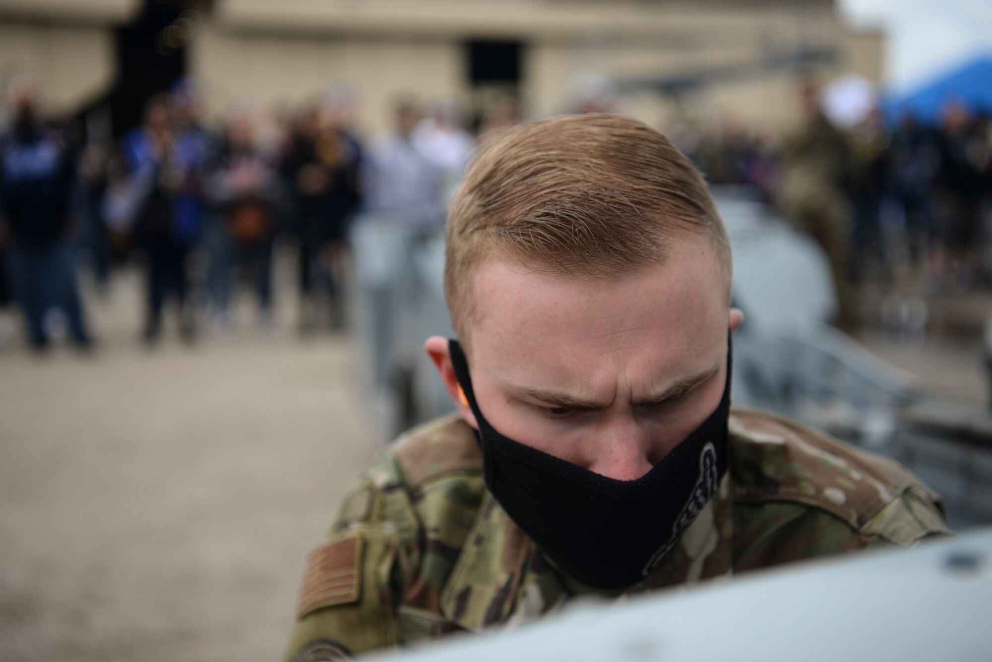 An Airman participates in a load competition.