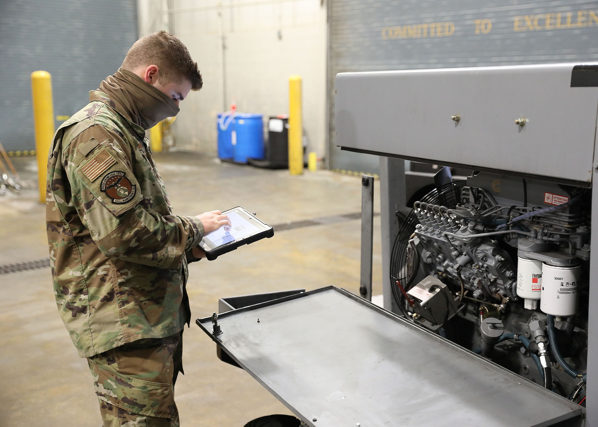 Senior Airman Donald Ledman, an aerospace ground equipment technician with the 445th Maintenance Squadron, prepares to replace the gear cover gasket on a B809 generator, April 11, 2021, at Wright-Patterson Air Force Base, Ohio.