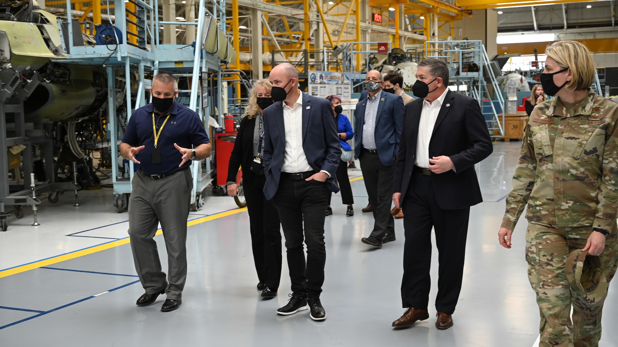 Utah Gov. Spencer Cox tours Hill Air Force Base, Utah, May 5, 2021. The tour provided the governor an overview of missions performed at Hill.