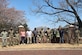 Members of the 11th Civil Engineer Squadron (CES) Requirements and Optimizations (R&O) team stand outside the 11th Wing headquarters building at Joint Base Anacostia-Bolling, Washington D.C., April 6, 2021. The 11th CES R&O team is made up of 16 members to include Airmen, Air Force civilians and one U.S. Navy officer. The team has been charged with migrating real property asset data from the Navy system Maximo to the Air Force system NexGen following the lead service transfer of 2020. (U.S. Air Force photo by Tech. Sgt. Corey Hook)