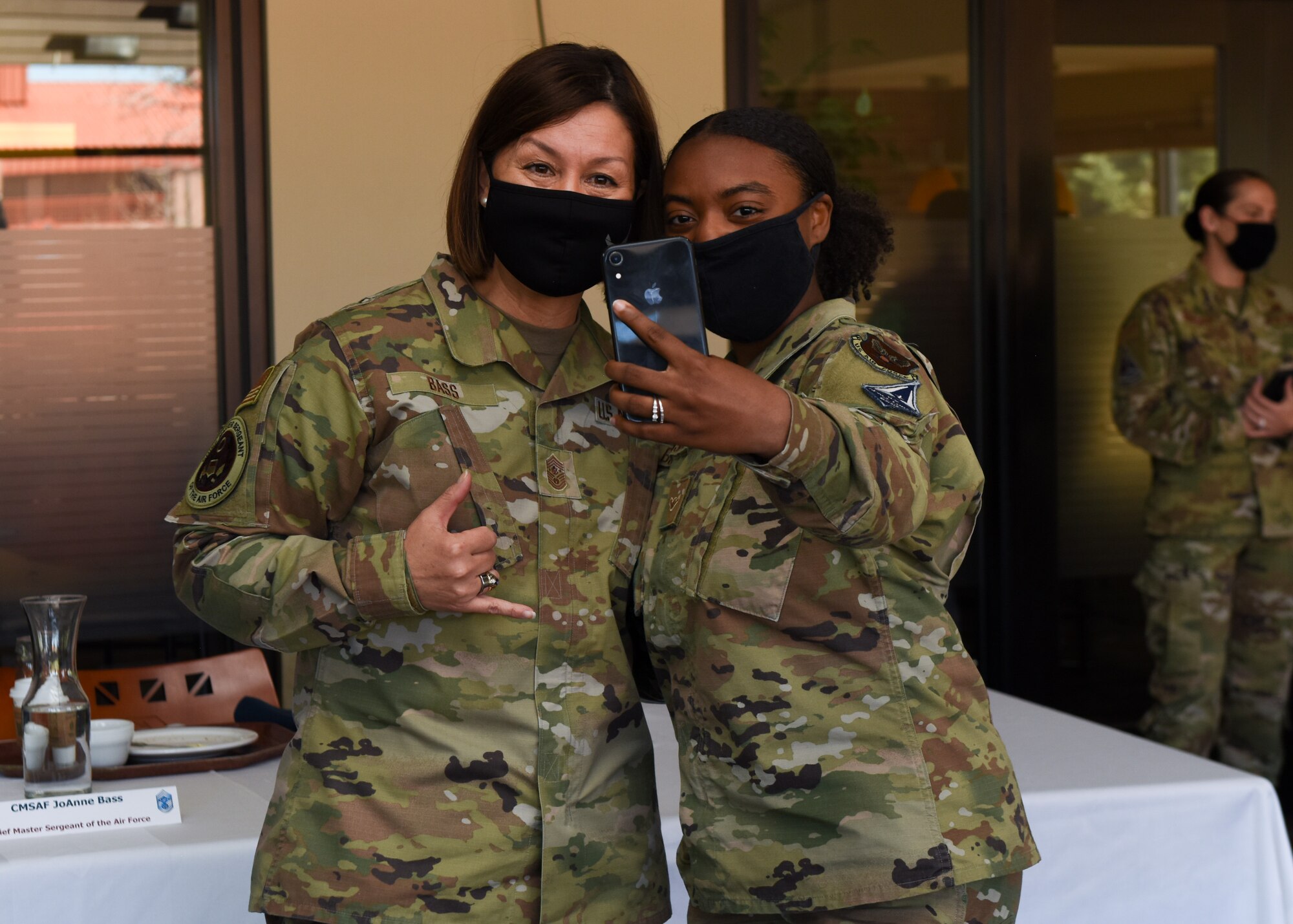 Chief Bass poses for a selfie with P-S GAR Airman