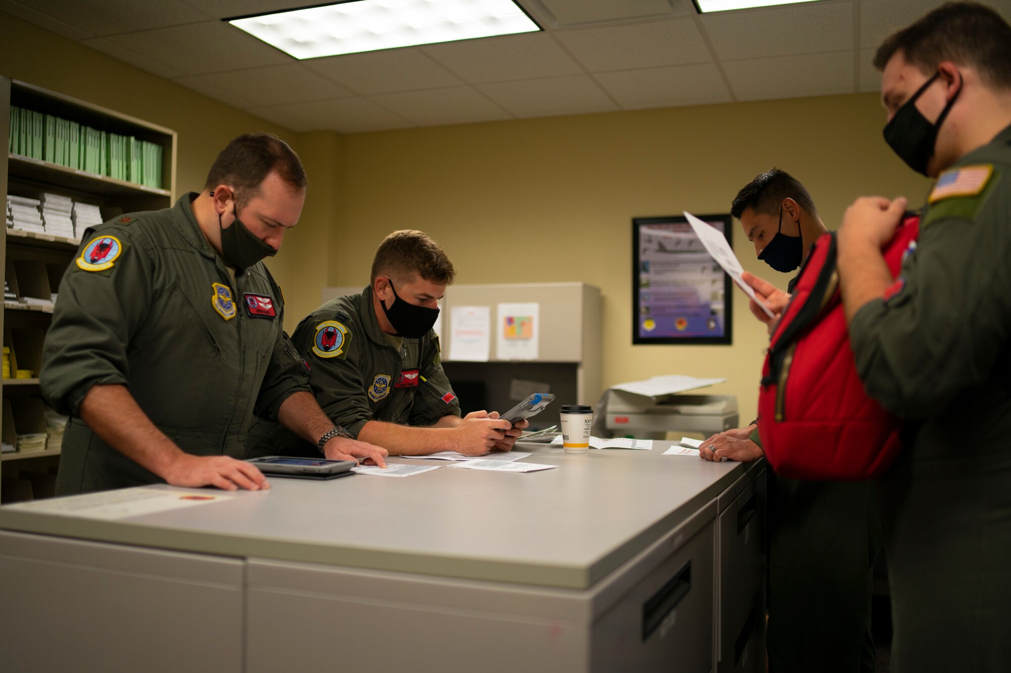 U.S. Air Force pilots and boom operators assigned to the 50th Air Refueling Squadron from MacDill Air Force Base (AFB), Florida, mission plan for a training flight, April 21, 2021, at Barksdale AFB, Louisiana. They planned to execute multiple training objectives as well as refuel a B-52 assigned to the 96th Bomber Squadron from Barksdale AFB.