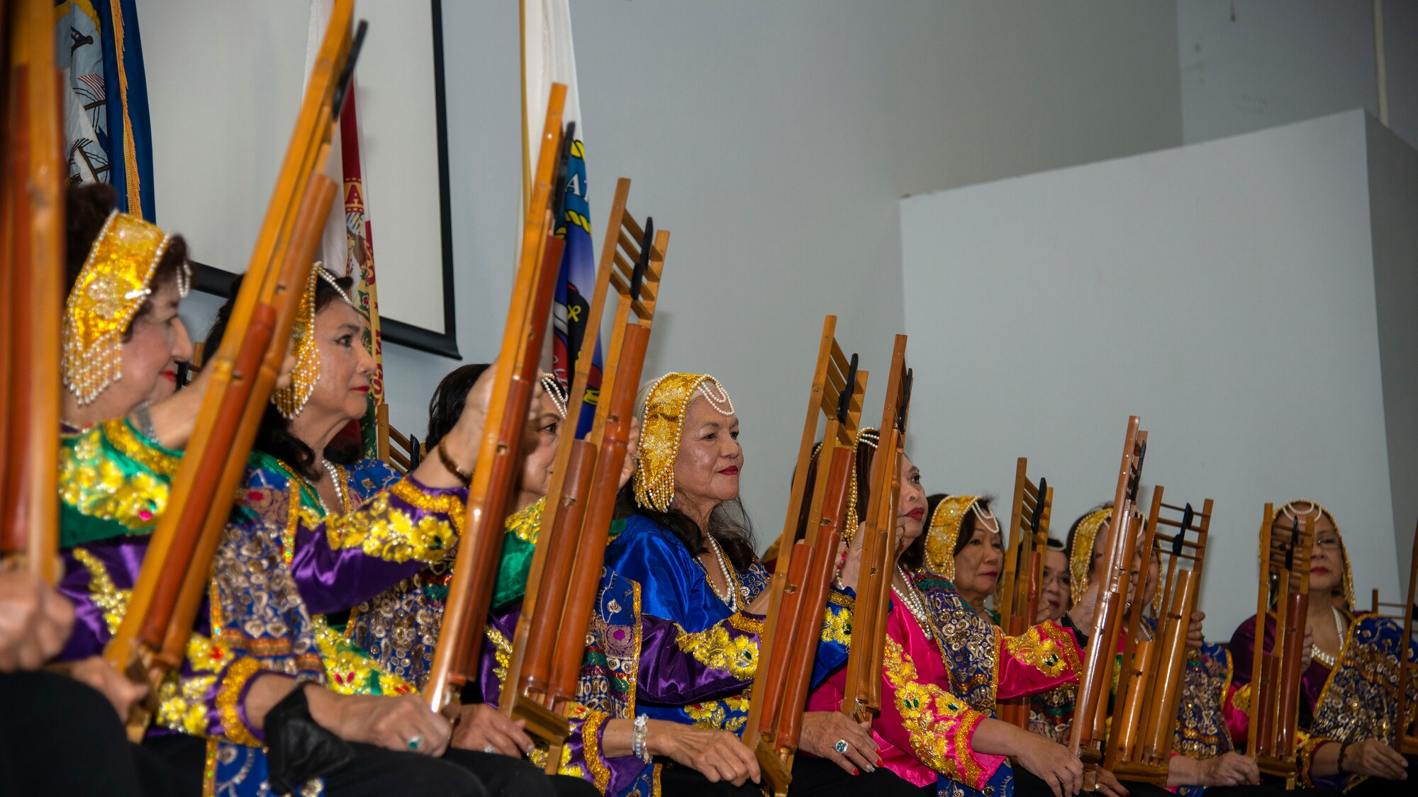 Musikong Kawayan, a bamboo orchestra group based in Tampa, performs at an Asian American Pacific Islander Heritage Month luncheon at MacDill Air Force Base, Florida, May 6, 2021.