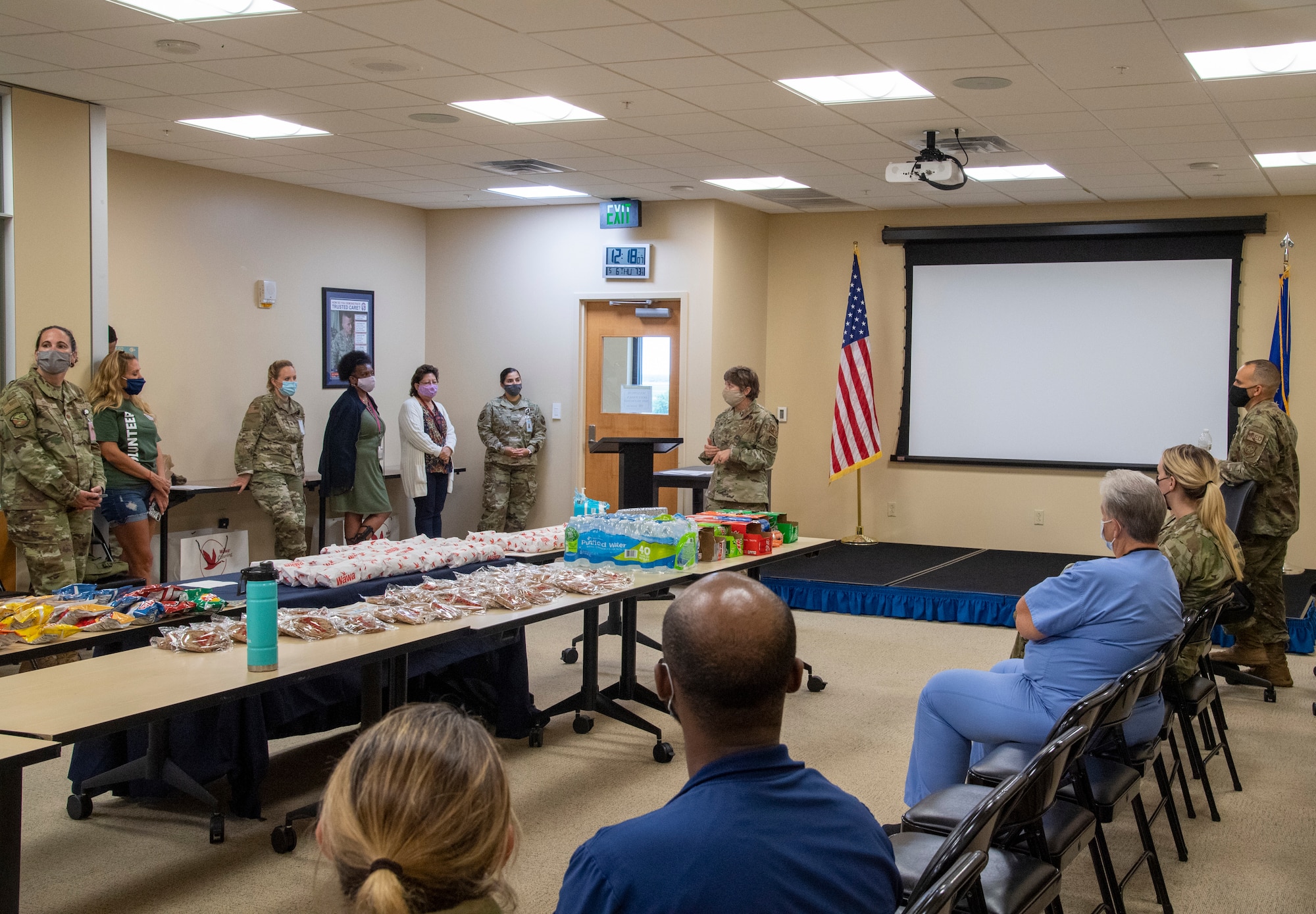 U.S. Air Force Col. Cheryl Lockhart, 6th Medical Group’s chief nurse, speaks to Airmen, during a Nurse and Tech Week luncheon at MacDill Air Force Base, Florida, May 6, 2021.