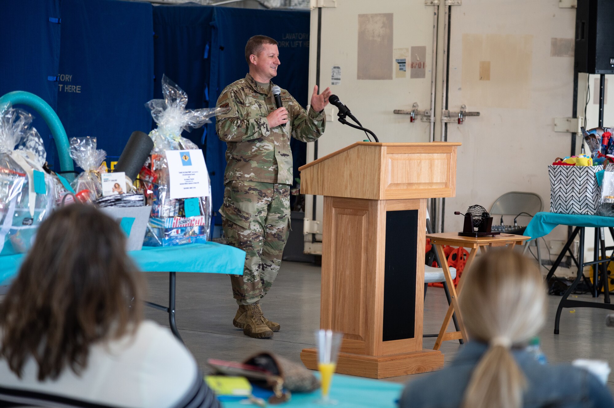 Brunch food and drink items await Dover Air Force Base spouses during the Spouse Appreciation Day event on Dover AFB, Delaware, May 6, 2021. Active-duty, reserve and guard spouses attended the event, which included bingo games, food, drinks and a raffle. Spouse Appreciation Day recognizes the importance of empowering spouses and ensuring they have the necessary tools and resources to thrive. (U.S. Air Force photo by Senior Airman Marco A. Gomez)