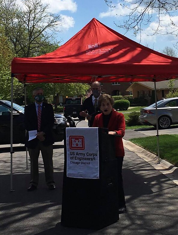 Corps, officials mark end of Glenview storm-sewer improvement project, May 7, 2021.