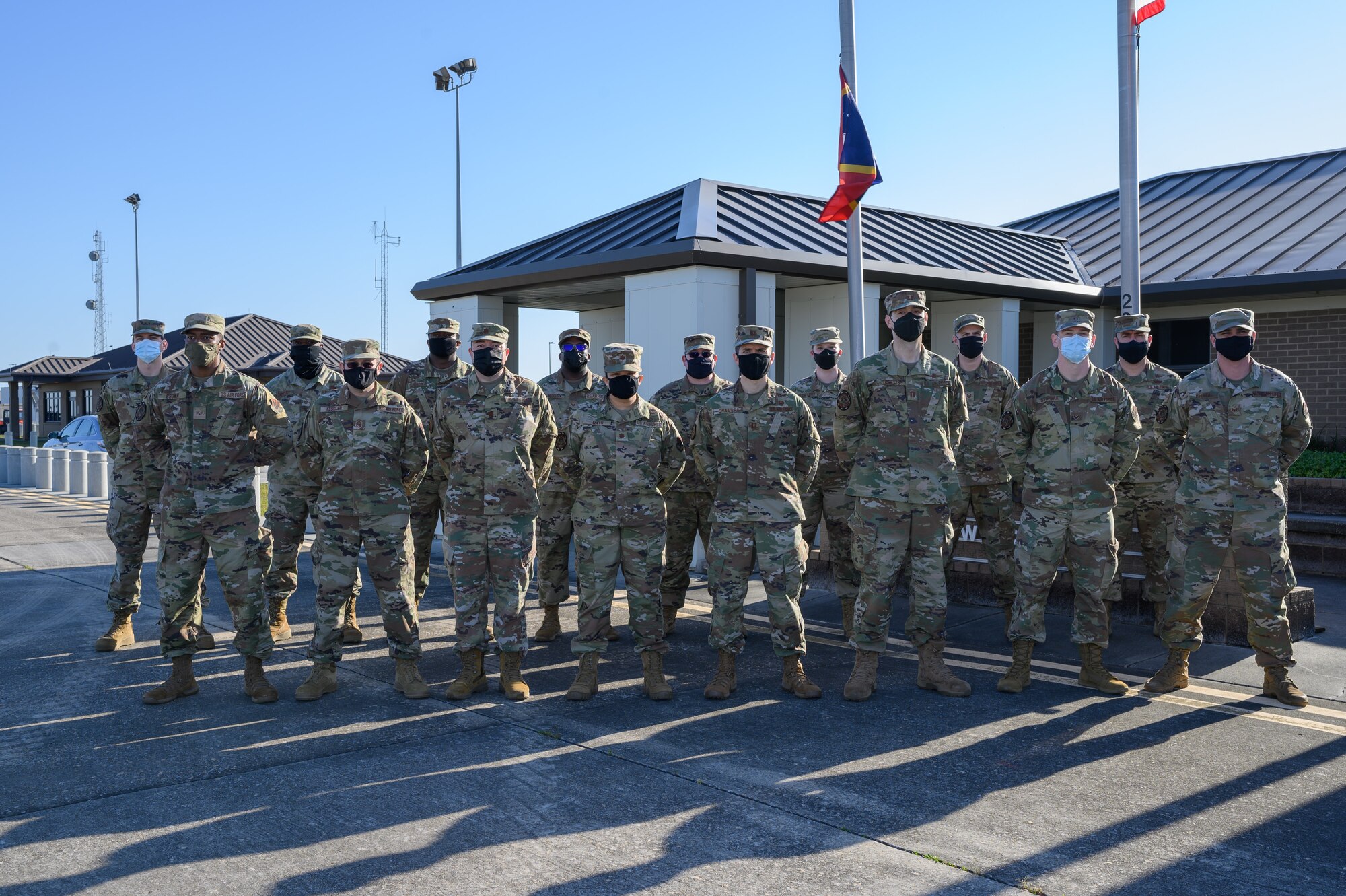 Members of the 175th Cyber Operations Group, Maryland Air National Guard, pose for a group photo April 22, 2021, at the Gulfport Combat Readiness Training Center, Gulfport, Mississippi.