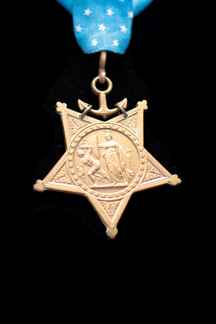 The Medal of Honor posthumously presented to Pharmacist’s Mate Second Class William D. Halyburton for his actions on May 10, 1945 during the Battle of Okinawa.  Halyburton’s sister-in-law transferred the MOH to the Clinic in a ceremony held Friday, May 27, 2016.