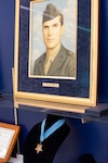 The display honoring the courage and sacrifice of Pharmacist’s Mate Second Class William D. Halyburton at Halyburton Medical Clinic on Marine Corps Air Station Cherry Point, North Carolina.  Halyburton sacrificed his life to save a comrade May 10, 1945 during the Battle of Okinawa.