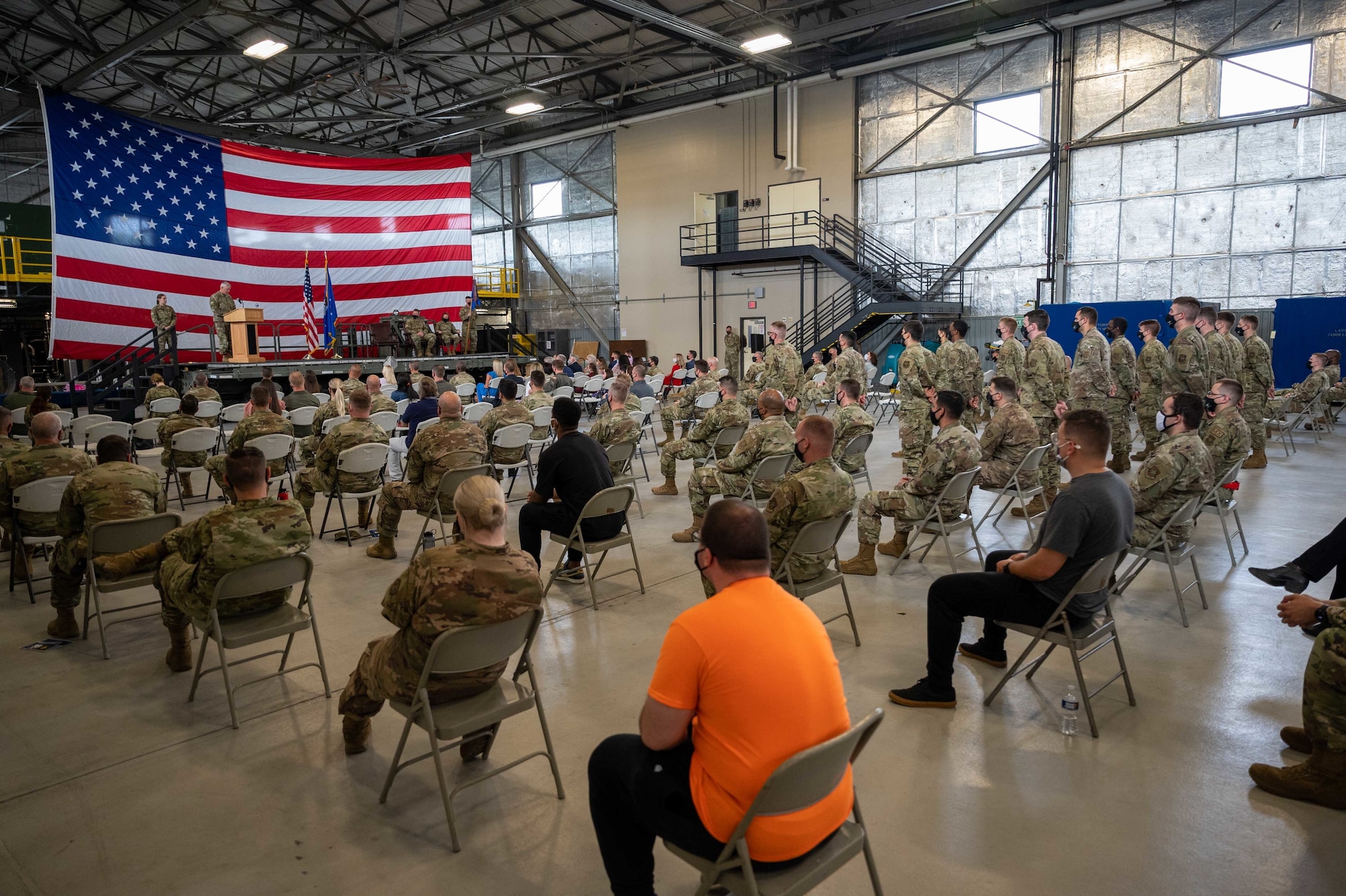 Col. Christopher May, 436th Maintenance Group commander, speaks at the 436th Aircraft Maintenance Squadron change of command ceremony on Dover Air Force Base, Delaware, May 7, 2021. During the ceremony, Lt. Col. Jason Purcell relinquished command to Lt. Col. Josephine Beacham. The squadron is responsible for the inspection, repair, launch and recovery of Dover AFB’s C-5M Super Galaxy fleet. (U.S. Air Force photo by Airman 1st Class Faith Schaefer)