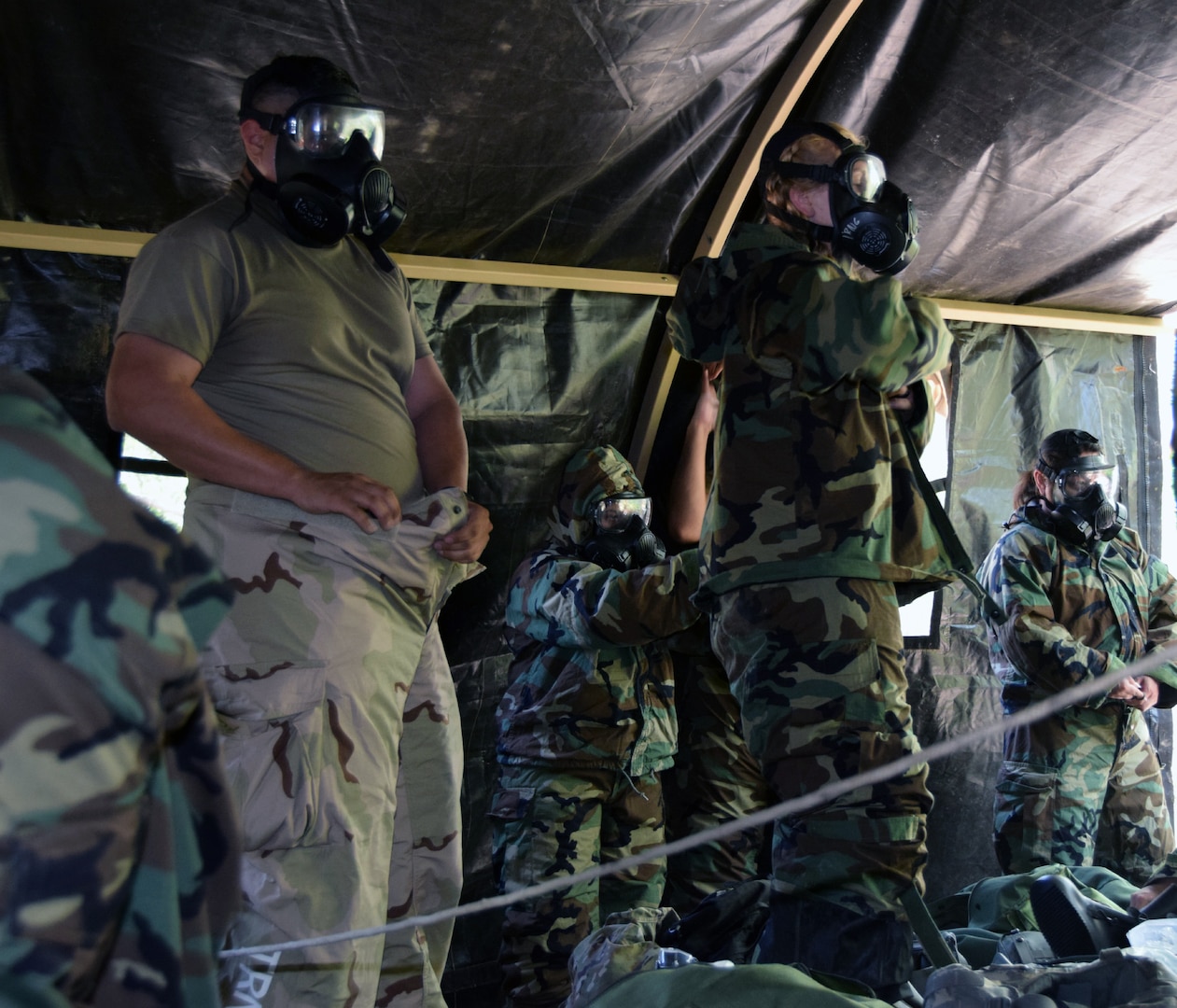 Reservists don gear.