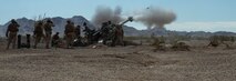 U.S. Marines from Bravo Battery, 1st Battalion, 12th Marine Regiment fire an M777 155mm Howitzer cannon during an exercise in support of Weapons and Tactics Instructor (WTI) course 1-19 in Yuma, Arizona, Sept. 22, 2018. WTI is a seven-week training event hosted by MAWTS-1 which emphasizes operational integration of the six functions of Marine Corps aviation in support of a Marine air-ground task force. WTI also provides standardized advanced tactical training and certification of unit instructor qualifications to support Marine aviation training and readiness, and assists in developing and employing aviation weapons and tactics. (U.S. Marine Corps photo by Pfc. Claudia Nix)