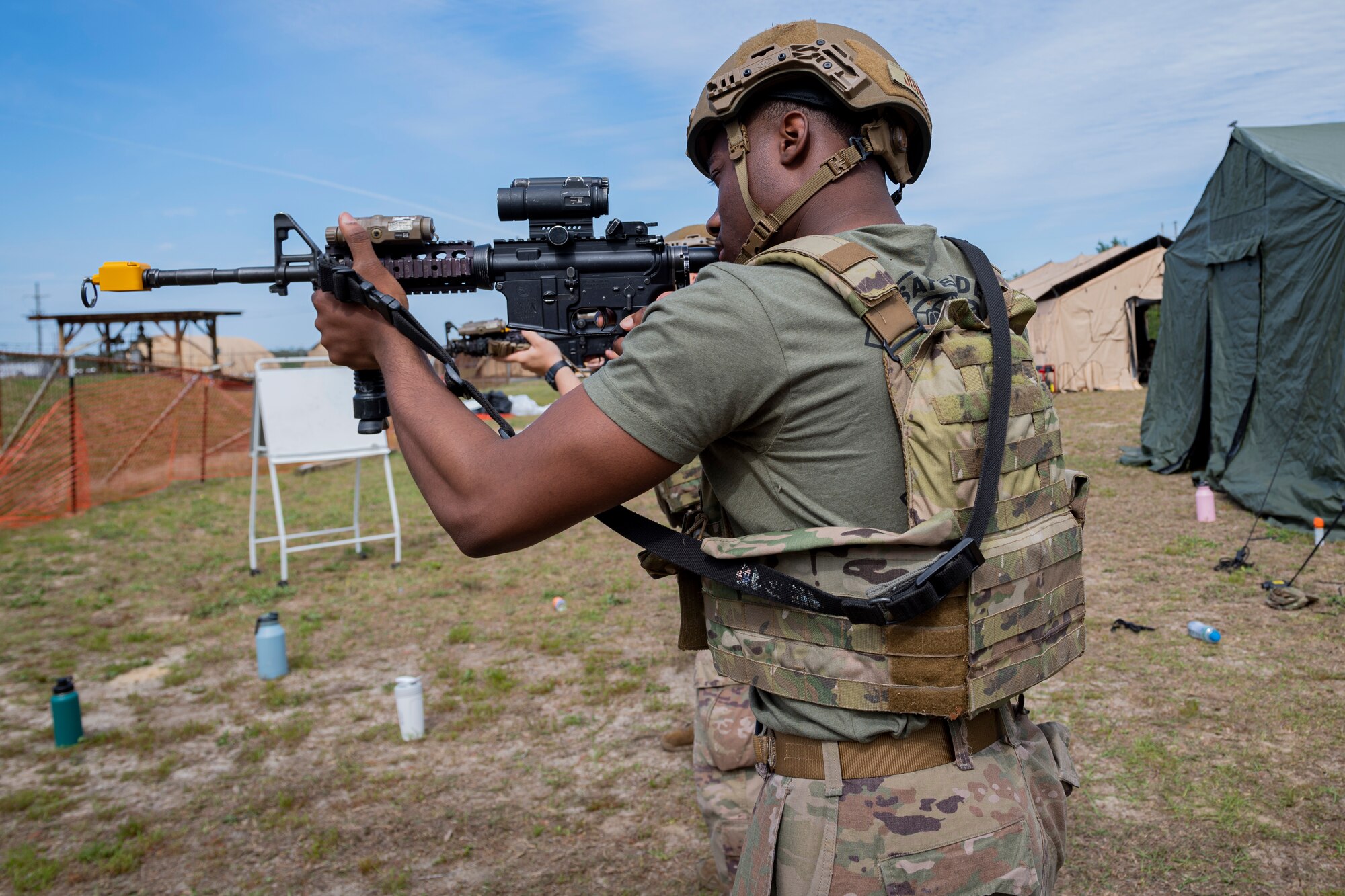 Photo of an Airman performing a battle drill