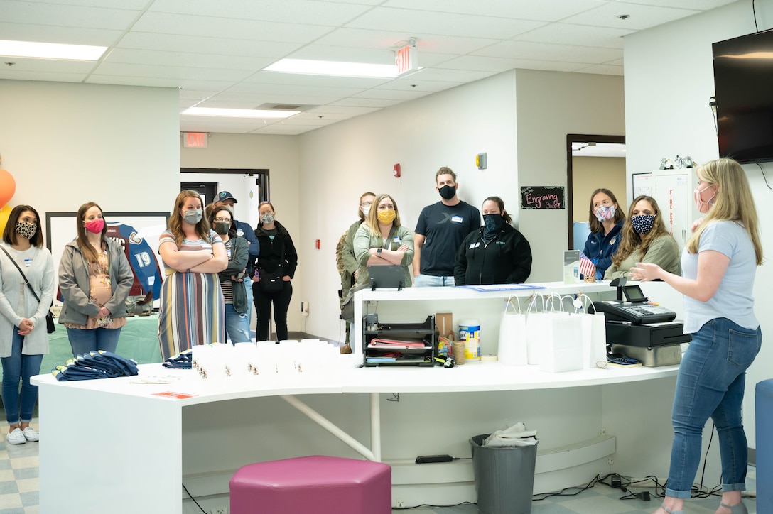 Military spouses visit the arts and crafts center during a Military Spouse Appreciation Day tour May 7, 2021, at Malmstrom Air Force Base, Mont.