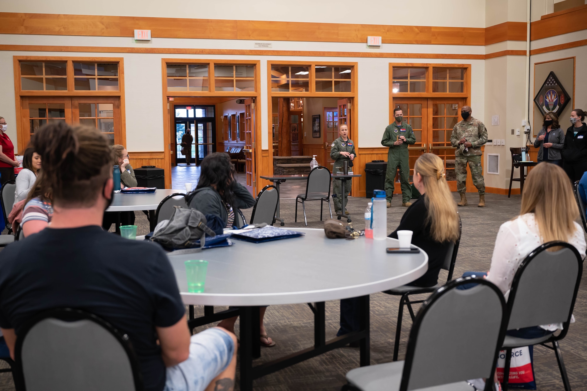 Col. Anita Feugate Opperman, 341st Missile Wing commander, welcomes spouses to a Military Spouse Appreciation Day tour May 7, 2021, at Malmstrom Air Force Base, Mont.
