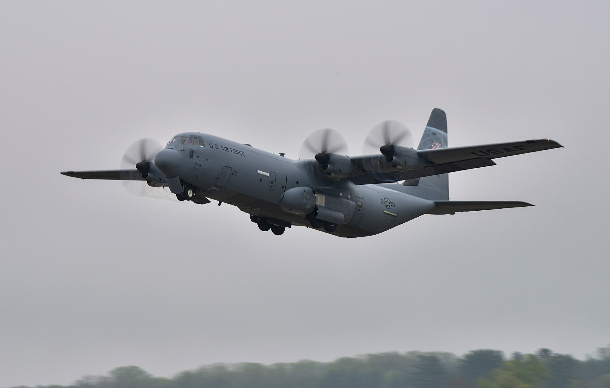 A C-130J Super Hercules takes off