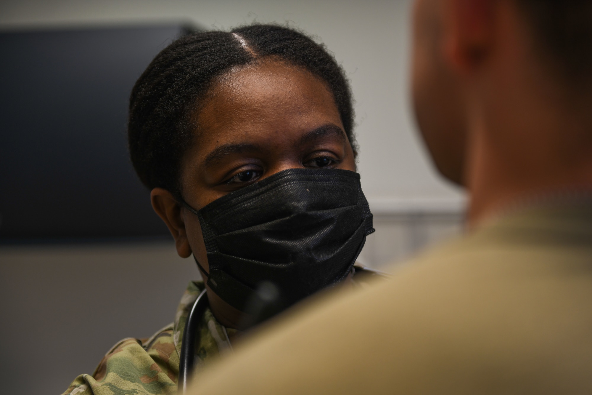 Tech. Sgt. Kimberly Weaver, 606th Air Control Squadron noncommissioned officer in charge of medical readiness, measures an Airman’s blood pressure at Aviano Air Base, Italy, May 10, 2021. One of the U.S. Air Force’s missions is to provide Airmen and their families with the best health care possible. (U.S. Air Force photo by Senior Airman Ericka A. Woolever)