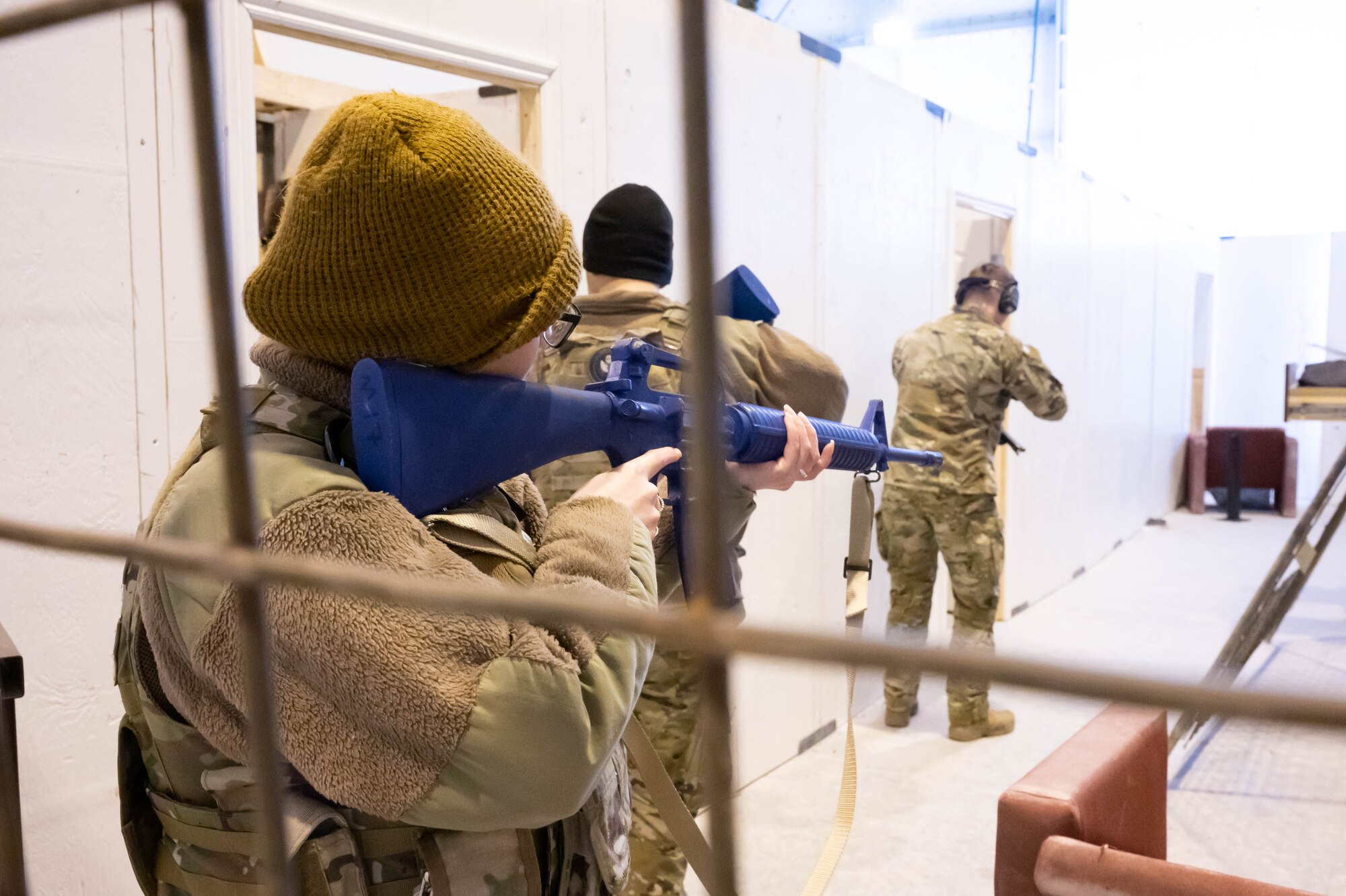 Members of the 341st Security Forces Squadron practice responding to active shooter scenarios April 27,2021 at Malmstrom Air Force Base, Mont.