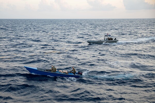 USS Sioux City (LCS 11) interdicts narcotics in the Caribbean Sea.