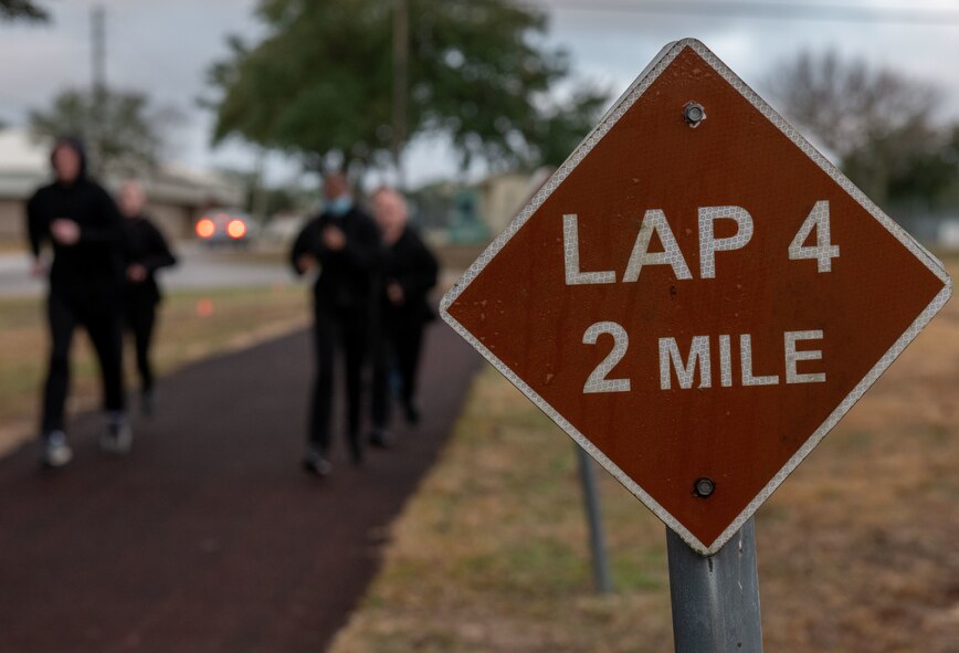 Detail shot of a mile marker on the Duke Field track.