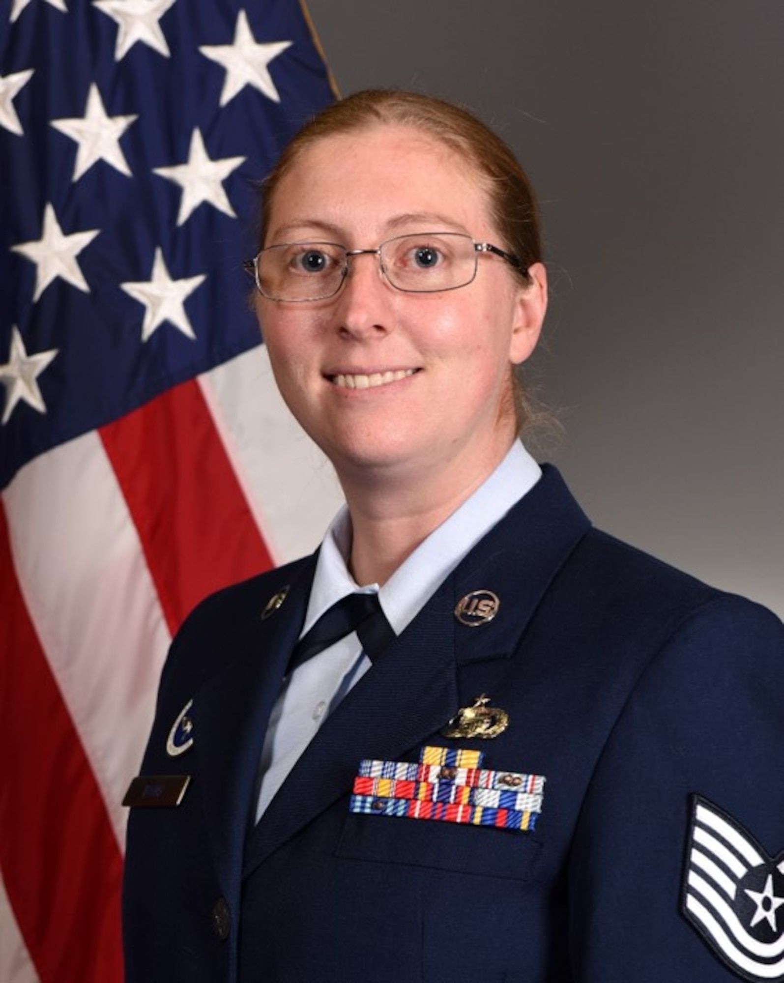 Tech. Sgt. Jennifer Davis, 315th Training Squadron target coordinate mensuration course chief, poses for an official photo. Davis was chosen as the 17th Training Wing Spotlight for her hard work in helping training, developing and inspiring the future force. (Courtesy photo)