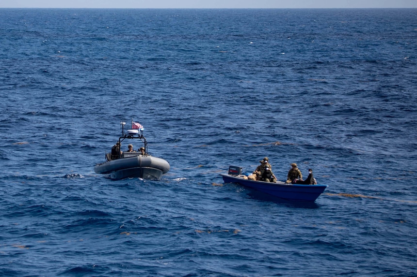 USS Sioux City (LCS 11) interdicts narcotics in the Caribbean Sea.