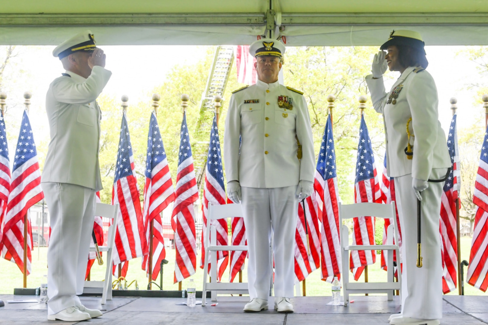 Capt. Zeita Merchant relieved Capt. Jason Tama as the commanding officer of Coast Guard Sector New York during a change-of-command ceremony at Sector New York, May 7, 2021. A change-of-command ceremony is a time-honored tradition conducted before the assembled crew, as well as honored guests and dignitaries to formally demonstrate the continuity of the authority within a command. (U.S. Coast Guard photo by Petty Officer 3rd Class Ryan Schultz)
