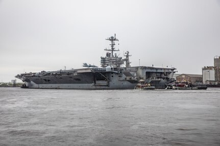 USS Harry S. Truman (CVN 75) departed Norfolk Naval Shipyard (NNSY) for sea trials May 12 following completion of its Extended Carrier Incremental Availability (ECIA).