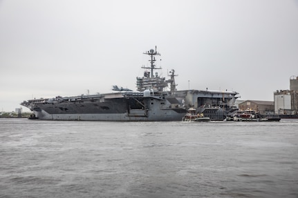 USS Harry S. Truman (CVN 75) departed Norfolk Naval Shipyard (NNSY) for sea trials May 12 following completion of its Extended Carrier Incremental Availability (ECIA).