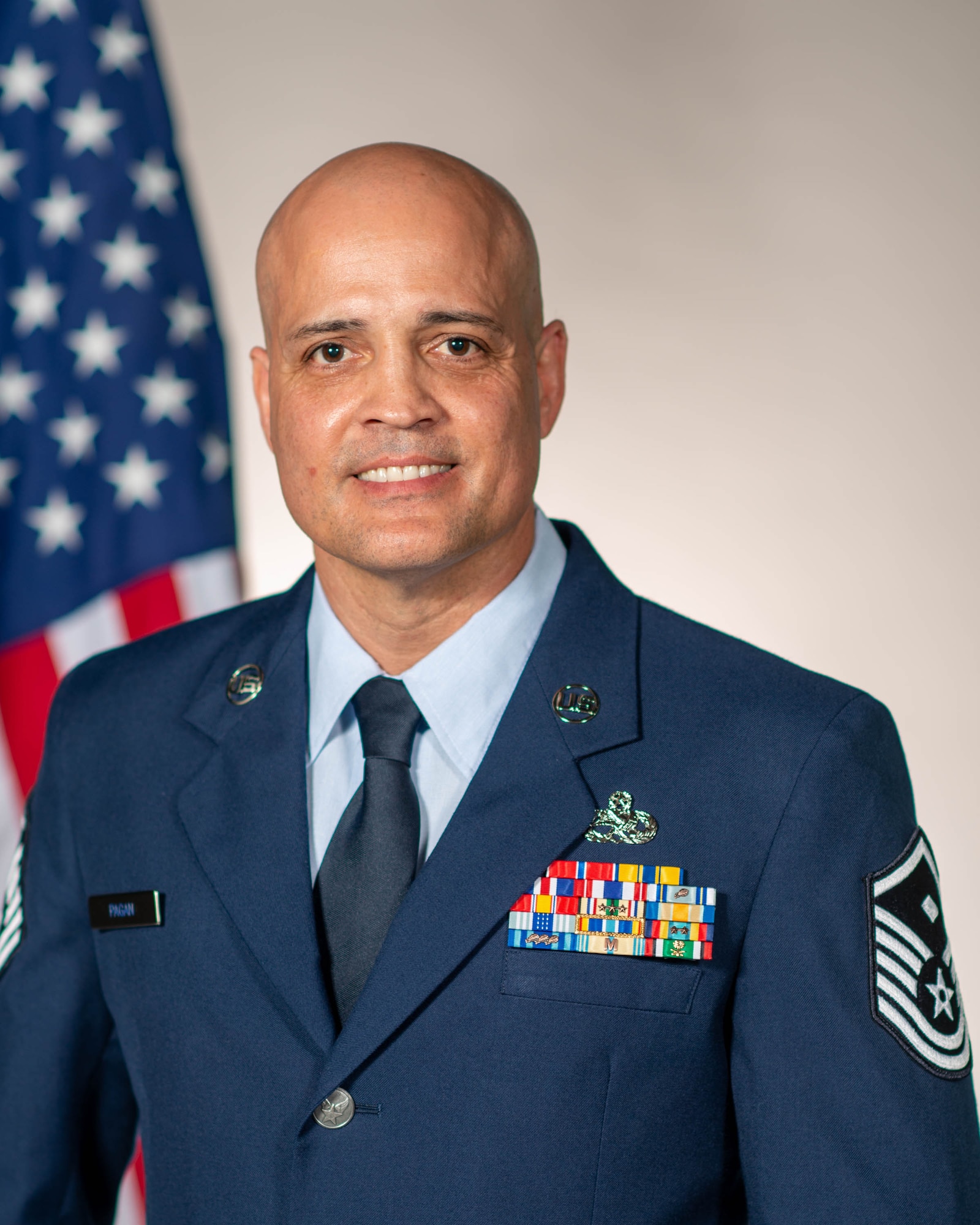 Official photo of Master Sgt. Jose R. Pagan, Jr., the Air Force Reserve Command Outstanding First Sgt. of the Year award winner for 2021.