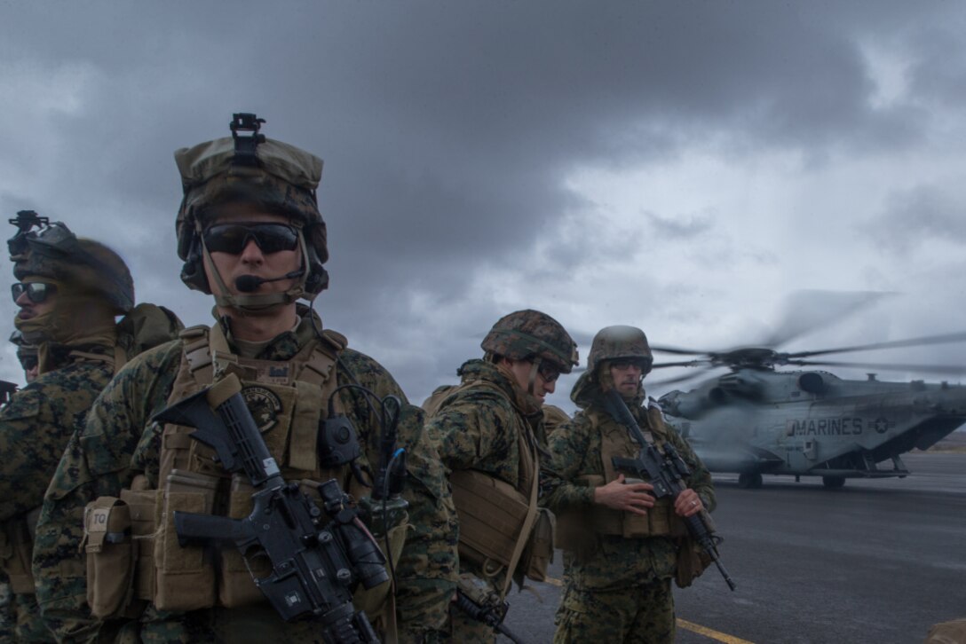 210510-M-PQ459-1056 COLD BAY, ALASKA (May 10, 2021) – U.S. Marines with Combat Logistics Battalion 15, 15th Marine Expeditionary Unit, prepare to depart Cold Bay, Alaska, in support of Northern Edge 2021. U.S. service members are participating in a joint training exercise hosted by U.S. Pacific Air Forces May 3-14, 2021, on and above the Joint Pacific Alaska Range Complex, the Gulf of Alaska, and temporary maritime activities area. NE21 is one in a series of U.S. Indo-Pacific Command exercises designed to sharpen the joint forces’ skills; to practice tactics, techniques, and procedures; to improve command, control and communication relationships; and to develop cooperative plans and programs. (U.S. Marine Corps photo by Sgt. Sarah Stegall)
